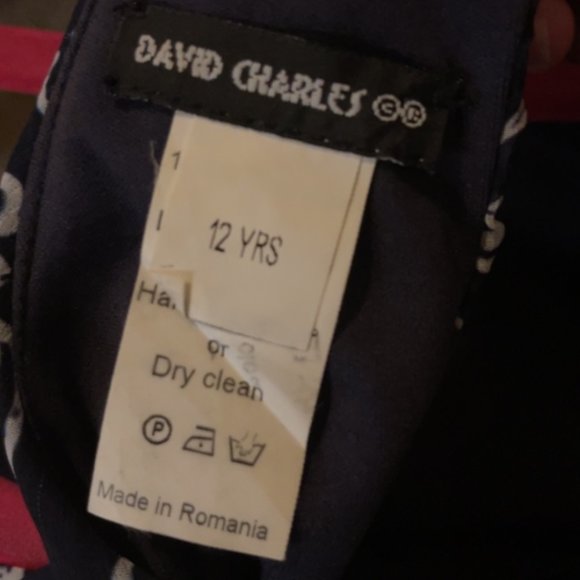 David Charles Navy Dress with White Flowers Size 12 years - Picture 4 of 7